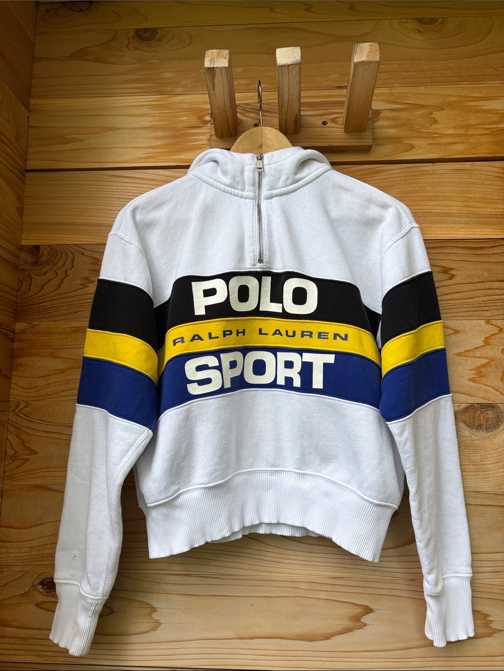 Polo Ralph Lauren Sport fleece Cropped Colorblock Quarter Zip Sweatshirt Small